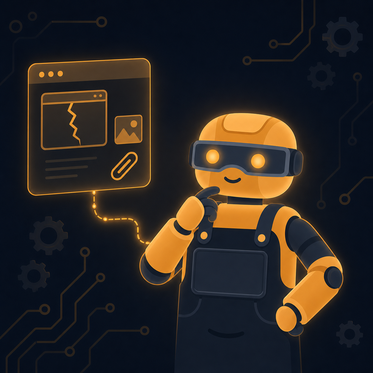 HanDI reviewing a digital job request with a broken webpage and attachment